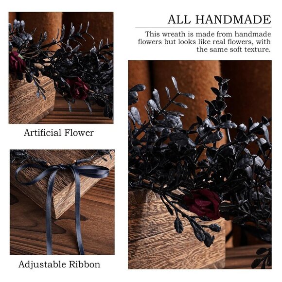 Gothic Flower Crown Fairy Tiara Elf Headpiece Women Halloween Renaissance main image 7